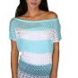 Open Knit Summer Aqua & White One Size (Fit Small to Medium)
