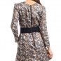 Faux Silk Dress with Lattice Neckline and Black Wide Stretch Belt size S M L
