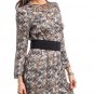 Faux Silk Dress with Lattice Neckline and Black Wide Stretch Belt size S M L
