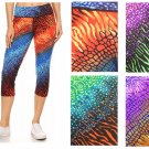 Yoga Cropped Legging Rainbow Colors Mixed Design size Fit L/XL