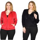 Velour Hoodies Red or Black Plus Size 1X or 2X