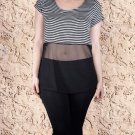 Black White Stripe Top Sheer Black Bottom size 2X 3X
