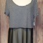 Black White Stripe Top Sheer Black Bottom size 2X 3X