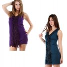 Knit Designer Dress Royal Purple or Deep Teal with Macrame Embellishment