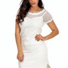 White Crochet Dress Straight Bodycon Versatile Sexy Back Choice of Size M or L