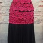 Mermaid Raspberry Lace on Black Crepe Maxi Dress Evening Prom Special Event