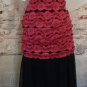 Mermaid Raspberry Lace on Black Crepe Maxi Dress Evening Prom Special Event