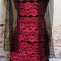 Mermaid Raspberry Lace on Black Crepe Maxi Dress Evening Prom Special Event