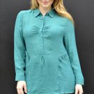 Dark Emerald Green Loose Fit  Blouse Top Designer Style Size Choice 1X 2X or 3X