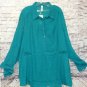 Dark Emerald Green Loose Fit  Blouse Top Designer Style Size Choice 1X 2X or 3X