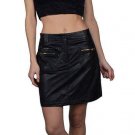 Black Faux Leather Front Zipper Pockets size Small