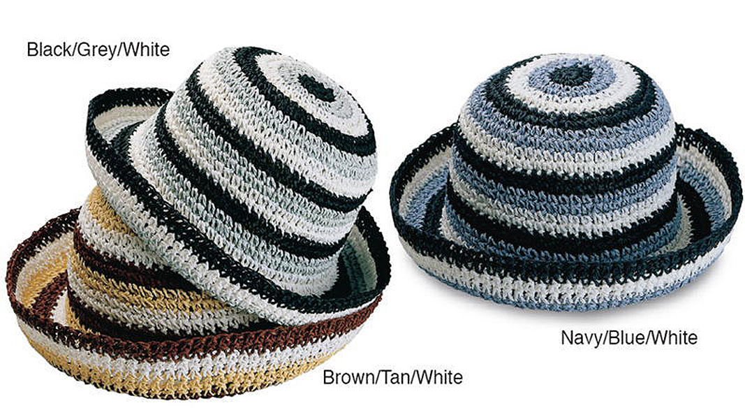 Hat Hand Crocheted using Straw Ladies Wide Brim Straw Summer Sun  TOYO Bowler