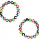 Bracelet Multi-Wood Colors Polka Dot (Listing is for 1 pair set of 2)