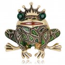 Brooch Pin Your Frog Prince Has Arrived Green and Gold