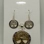 Large Pendant & Earring Set Tree of Life Gold & Silver