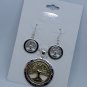 Large Pendant & Earring Set Tree of Life Gold & Silver