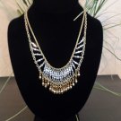 Mixed Metal Beaded Drape Bib Necklace