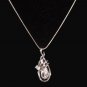 Elegant Rhinestone with Sliver Plated Water Drop Pendant Necklace