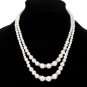 Two Strand Faux Pearl Necklace with Silver Crystals