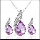 Soft Lavender and Silver Pendant and Earring Set Tear Drops