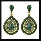 Boho Style Shades of Greens Teardrop Shape Faux Gems