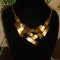 18" Panel Crystal and Epoxy Deco Necklace Yellow Gold Enhanced