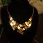 18" Panel Crystal and Epoxy Deco Necklace Yellow Gold Enhanced