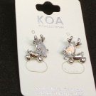Reindeer Designer Cubic Zirconia Earrings White Gold Plated
