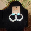 Aztec textured turquoise and crystal hoop drop earring