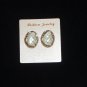 Vintage Theme Classic Large Button Earrings MOP and Rhinestone