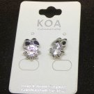 Butterfly Kissing a Flower Designer Cubic Zirconia Earrings White Gold Plated