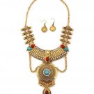 Gold Plated Tribal Statement with Crystals High End Fashion Jewelry