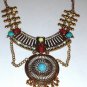 Gold Plated Tribal Statement with Crystals High End Fashion Jewelry