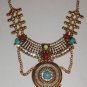 Gold Plated Tribal Statement with Crystals High End Fashion Jewelry