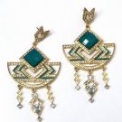 Aztec Warrior Princess Style Earrings Faux Turquoise and Crystals