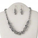 Necklace and Earring Set Glass Beads With a Silver Finish
