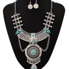 Silver Plated Tribal Statement with Crystals High End Fashion Jewelry