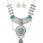 Silver Plated Tribal Statement with Crystals High End Fashion Jewelry