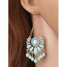 Drop Earrings Aqua Beads with Aqua Crystals