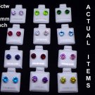 925 Sterling Silver Post Earrings CZ Birthstones Stunning Colors 7.mm Stones