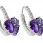 CZ Hearts on a Hoop with Crystals Silver Plated Color Choice Heart