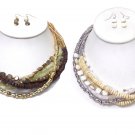 Multi natural beads mix layered necklace sets Color Choice