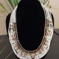 Aztec Theme Pea Bead Necklace Ivory White or Deep Sky Blue 9 rows of beads
