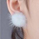 Genuine Fur Stud Earrings choice of color Gray White Lt Brown Drk Brown