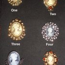 Brooch Pin Camo Camos Vintage Victorian Style with Crystals Choice