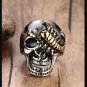 Stainless Steel Scorpion Skull Ring Gold Scorpion on a Steel Silver Skull