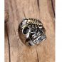 Stainless Steel Scorpion Skull Ring Gold Scorpion on a Steel Silver Skull