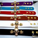 Bracelet Skull with Crystal Eyes Wrist Band Choose from 7 Colors!