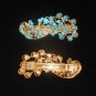 2 Blue Crystal Peacock Hair Barrettes Girls or Adult