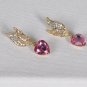 Earrings Crystal Hearts with Wings Choose Color Red Pink or Clear